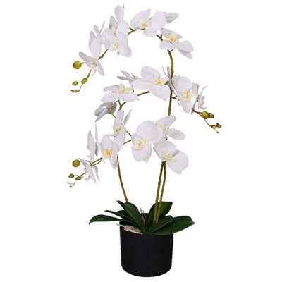 Leaf 65Cm Artificial Luxury Artificial Orchid - 3 Stems - Soft White Plant - Image 8
