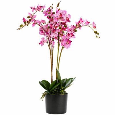 Leaf Pink Orchid Artificial Plant 60cm 3 Stems - Image 8