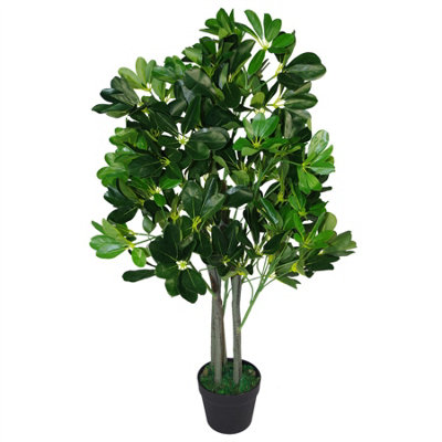 Leaf Artificial Ficus Tree Plant 95cm - Green Dwarf Umbrella Tree - Realistic Arboricola Replica - Image 7