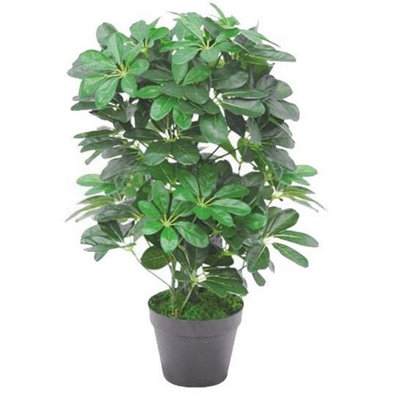 Leaf Black Artificial Plant Umbrella Tree Plastic Pot 55Cm