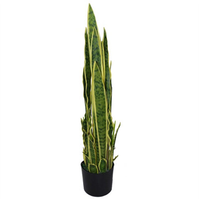 Leaf 90Cm (3Ft) Artificial Sansevieria Yellow Green Indoor Plant - Large - Image 8
