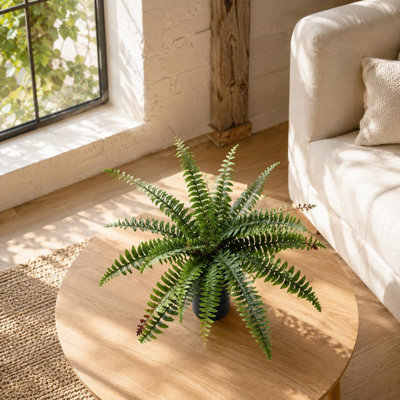 Artificial Boston Fern Plant Green Realistic Faux Indoor Home Office Decor - Image 8