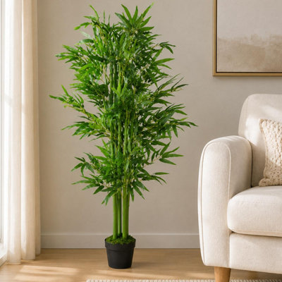 Leaf Green 120Cm (4Ft) Fat Artificial Bamboo Plants Trees - Xl - 120Cm - 120Cm - Image 12