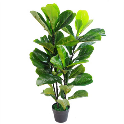 Leaf 90Cm (3Ft) Large Artificial Fiddle Fig Tree Ficus Lyrata Plant from B&Q