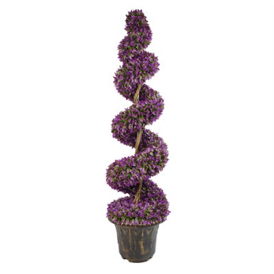 120Cm Purple Large Leaf Spiral With Decorative Planter from B&Q
