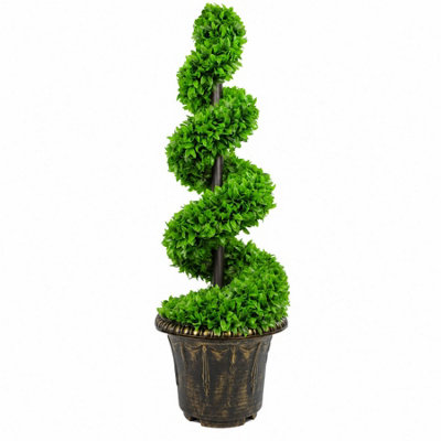 Leaf Green 90Cm Spiral With Decorative Planter Large