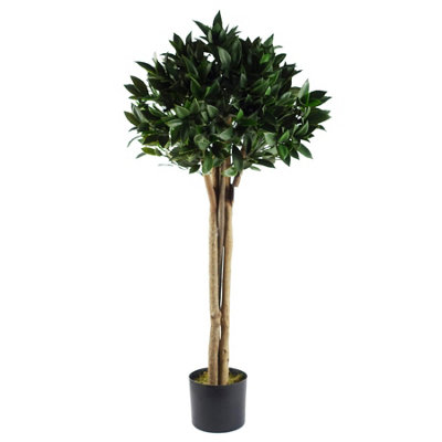 B&Q - 120Cm Deluxe Luxury Artificial Bay  Laurel Tree Topiary Ball4Ft Tall
