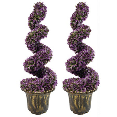 Faux Ficus and Foliage Topiary Plant in Plastic Planter - Image 7