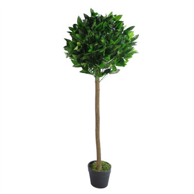 120cm Artificial Bay Laurel Ball Topiary Tree Natural Trunk Faux Plant Decor - Image 10