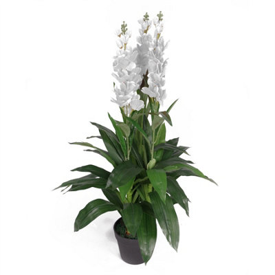 Leaf White Artificial 100Cm Cymbidium Orchid Plant - Extra Large