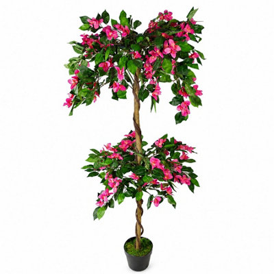 Leaf Artificial Rhododendron Tree - 140cm - Pink - Image 12
