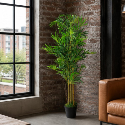 Leaf Natural Look Artificial Bamboo Plants Trees - Xl - Natural Brown - Image 13