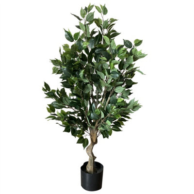 Leaf Artificial 100cm Ficus Twist Tree - Premium Ficus Plant with Pot - Realistic Imitation Wood Trunk - Image 6