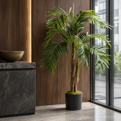 Leaf Large Artificial Palm Tree, Mixed Materials, Green, 120cm - Image 7