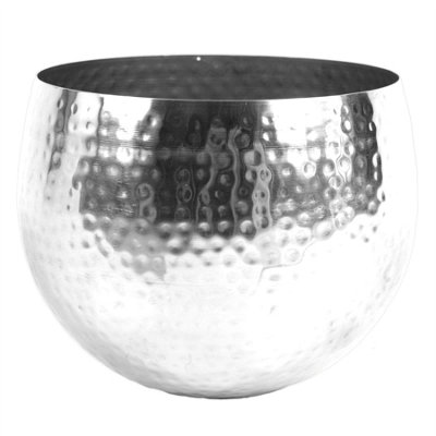 Leaf Large Metal Planter 22 X 18Cm Hammered Silver Colour - Straight Edge - Image 7