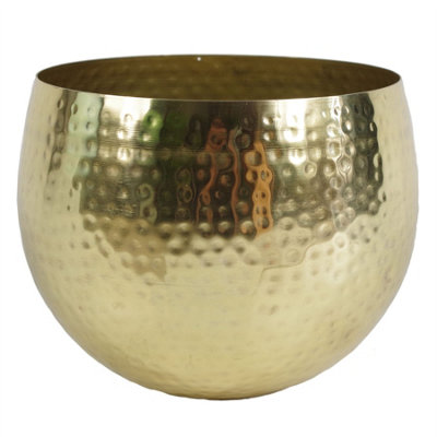 Leaf Large Straight Edge Hammered Metal Bowl, Gold, 22 x 18 cm LEAF-7199B - Image 8
