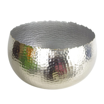 Leaf Silver Metal Bowl X 20Cm Hammered Colour - Curvy Edge Size 32