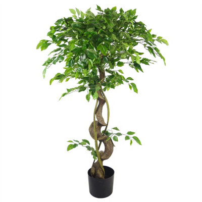 Leaf Artificial Japanese Fruticosa Tree Twisted Ficus 120Cm Uk