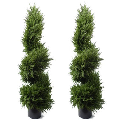 Leaf Pair Premium Artificial Cypress Spiral Topiary 120Cm