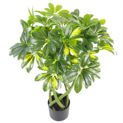 Leaf Gold Artificial Twisted Stem Capella Arboricola Artificial Plant Bonsai Bush 70Cm