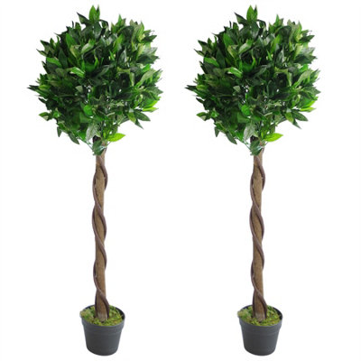 Leaf Artificial Bay Laurel Ball Tree - Twisted Stem - 120cm - 2 Pack - Image 9
