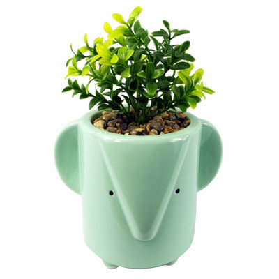 Leaf - Elephant Planter - Ceramic - Green - 20cm - Image 6