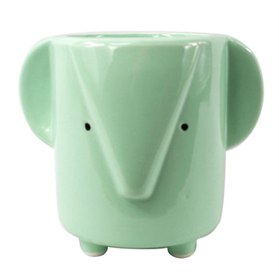 Leaf Blue Ceramic Elephant Planter 13Cm
