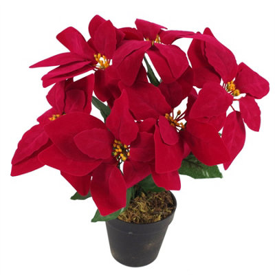 B&Q -  Artificial Christmas Xmas Red Poinsettia 40Cm Potted Houseplant