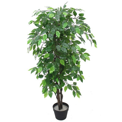 Leaf Artificial Ficus Tree Plant Green Bushy Ficus 120Cm from B&Q