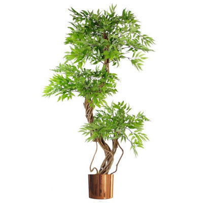 140Cm Leaf Realistic Artificial Japanese Fruticosa Ficus TreeGreen Copper from B&Q