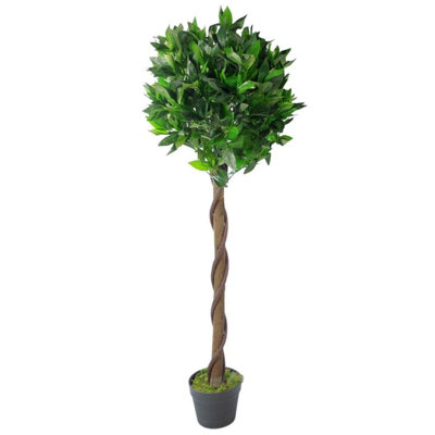 Leaf Black Design Uk Artificial Realistic Bay Laurel Topiary Ball Tree 120Cm
