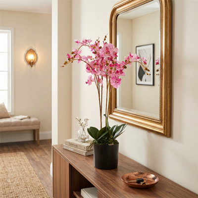 Leaf Design UK Pink 60cm Realistic Artificial Orchid Flower Display In Pot - Image 8