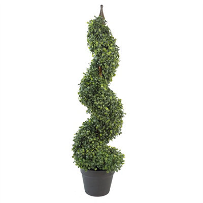 Leaf Artificial Boxwood Spiral Tree Topiary 90Cm Buxus Spiral Single from B&Q