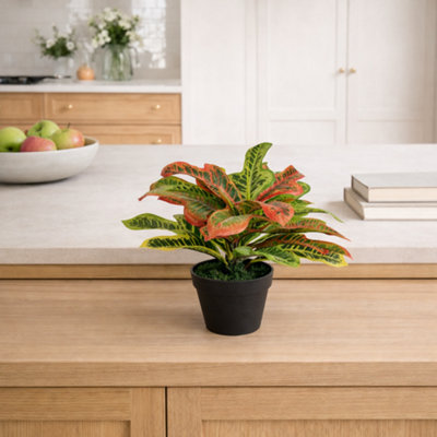 Leaf Tropical Artificial Croton Plants 40Cm  Small from B&Q