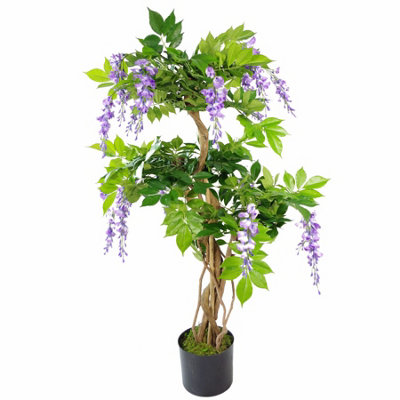 Leaf Artificial Flower Plant Tree 110Cm Purple Wisteria Blossom Trunk from B&Q