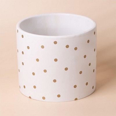Leaf Gold Dot Planter Plant Pot 18 X 18 X 15Cm from B&Q