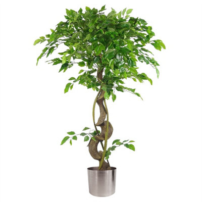 Leaf Realistic Artificial Japanese Fruticosa Ficus Tree, Twisted Silver, 120cm (4ft) - Image 8