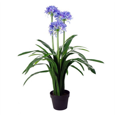 Artificial Flowering Plant 90cm Blue, Green Realistic Faux Indoor Home Office - Image 8