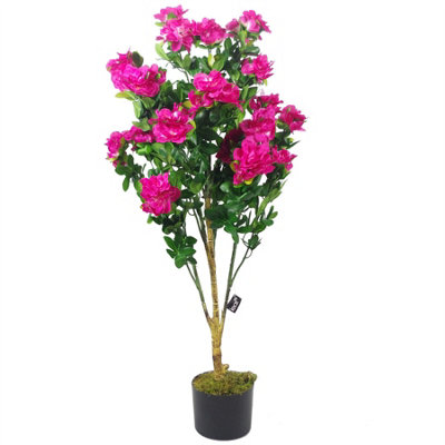 Leaf 100Cm Pink Flower Blossom Artificial Azalea Potted Plant from B&Q