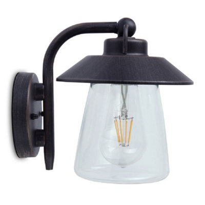 Britalia Br5264201213 Matt Black Rust & Clear Glass Outdoor Vintage Swan Neck Down Lantern Wall Light Ip44 from B&Q