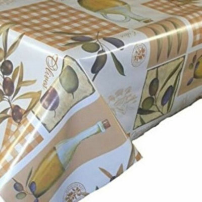 Just So Home Pvc Wipeable Tablecloth Olives (Square 137Cm With Hole) from B&Q