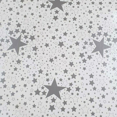 Just So Home Xmas Silver Stars Pvc Tablecloth Wipeable (137Cm X 228Cm Rectangle) from B&Q