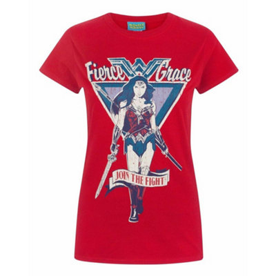 B&Q -  Dc Comics Womens Red Wonder Woman Short Sleeved T-Shirt (Xx-Large)