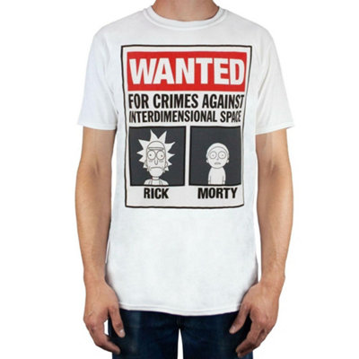 B&Q -  Rick And Morty Mens White Short Sleeved T-Shirt (Medium)