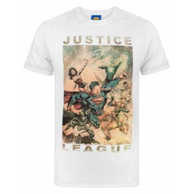 B&Q -  Dc Comics Mens White Justice League Short Sleeved T-Shirt (X-Large)