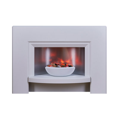 B&Q -  Stockeld White Mdf & Stainless Steel Freestanding Electric Fire Suite