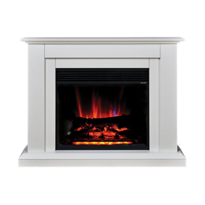 B&Q -  Horley White Mdf & Stainless Steel Freestanding Electric Fire Suite
