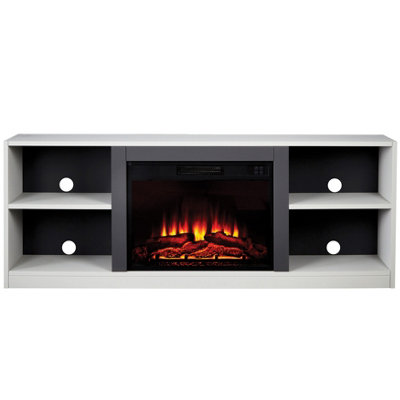 Suncrest Camden Electric Fireplace Suite - Grey - Low Level Media Fireplace with LED Flame Effect & Remote Control - Image 3