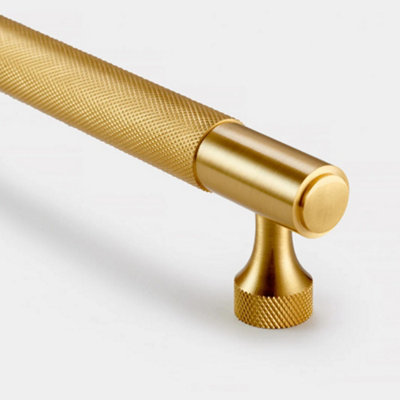 Pushka Home Brass Knurled Bar Handle With Hole Centre 128mmGold from B&Q