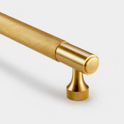 Pushka Home Brass Knurled Bar Handle With Hole Centre 224mmGold from B&Q